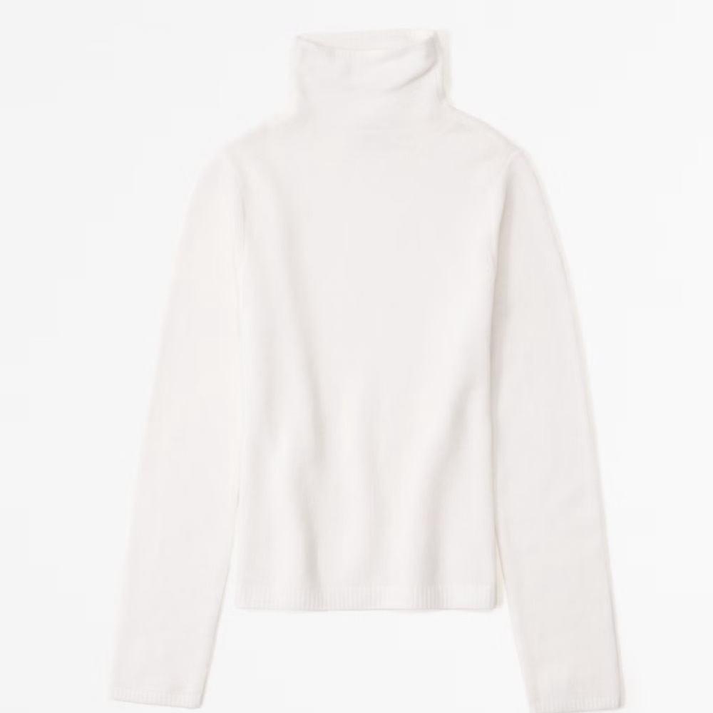 Abercrombie & Fitch Cream  Merino Wool-Blend Turtleneck Sweater